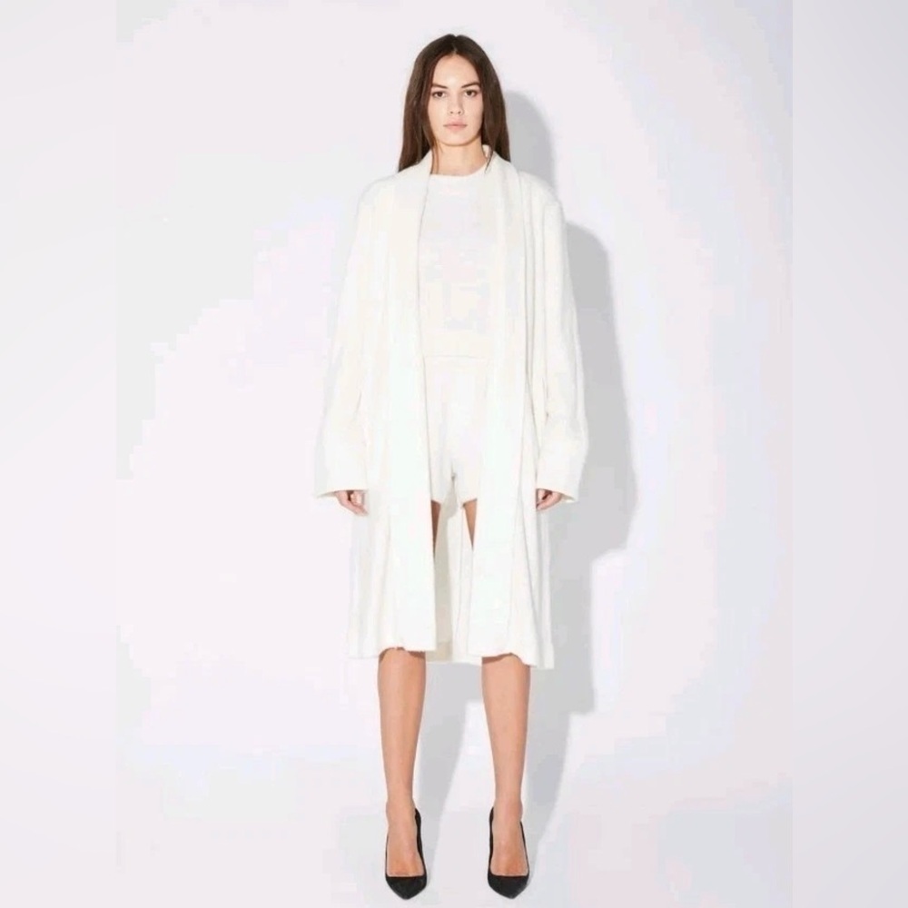 RtA Roxanne Coat Japanese Fabric | Ivory Longline Drape Jacket | Size Large NWT